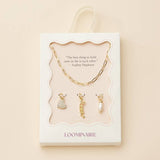 Gold Charm Necklace Set | Love, Heart, Pearl