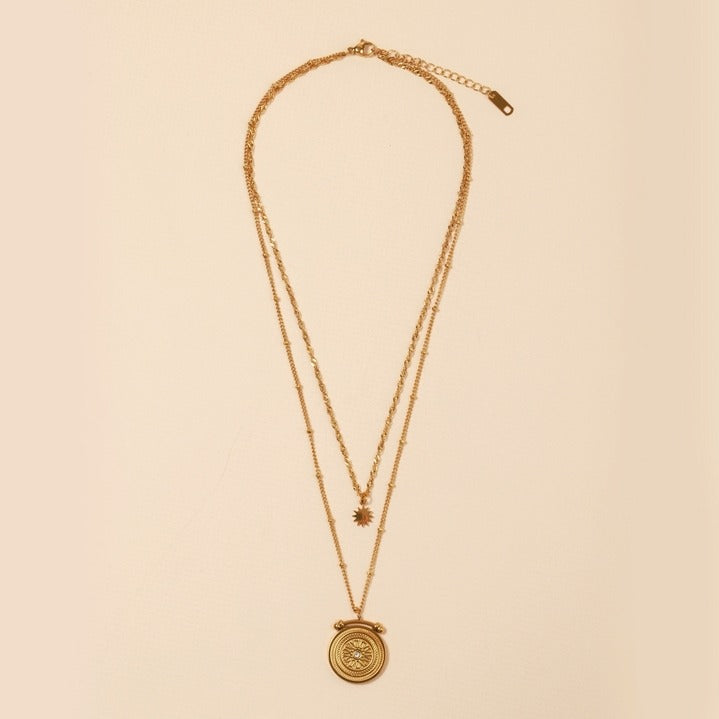 Layered Medallion Necklace | Gold