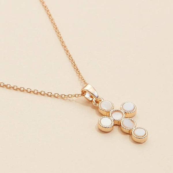 Shell Cross Necklace | Gold