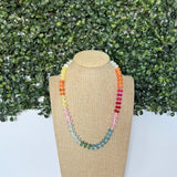 Ombre Resin Oval Disk Beaded Necklace | Candy Marbled