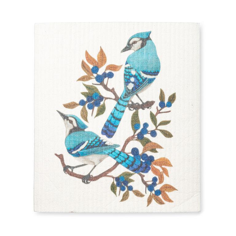 Swedish Dishcloth | Blue Jays & Berries