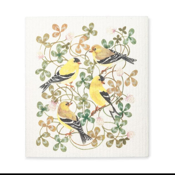 Swedish Dishcloth | Yellow Finches & Clover