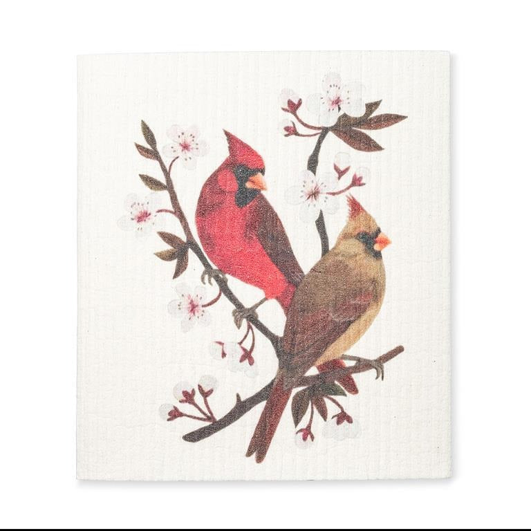 Swedish Dishcloth | Cardinals & Cherry Blossoms