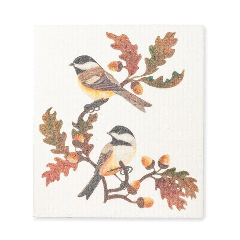 Swedish Dishcloth | Chickadees & Oak Leaves