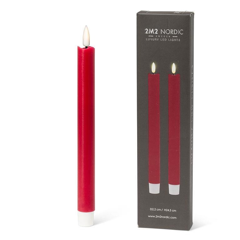 Set of 2 LED Taper Candle | Red