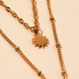 Layered Sun Pendant Necklace | Gold