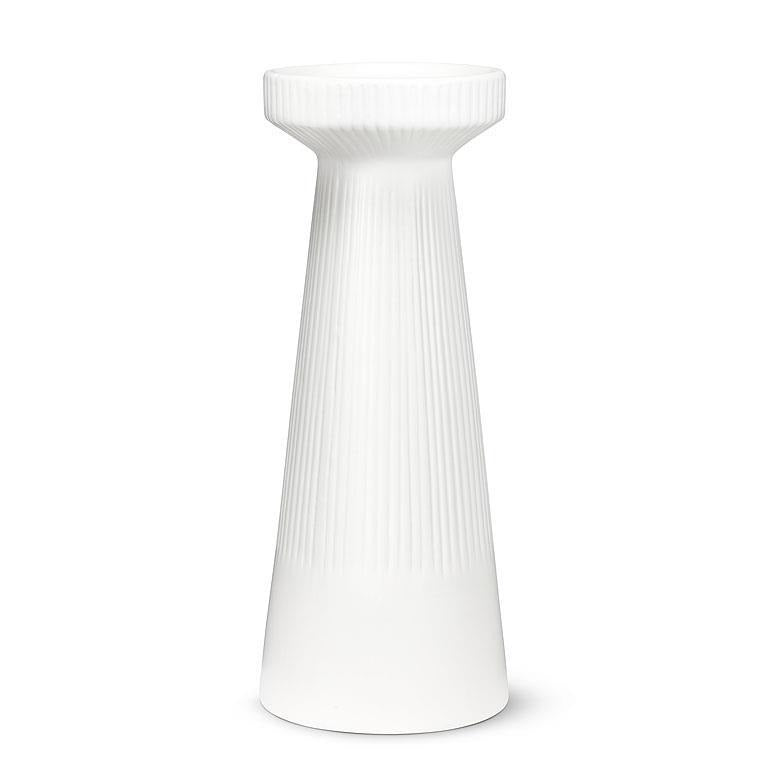 White Ribbed Pillar Holder | Large