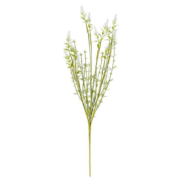 22" Field Flower Branch | White