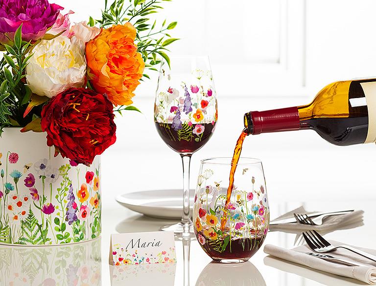 Bee Garden Stemless Wine Glass