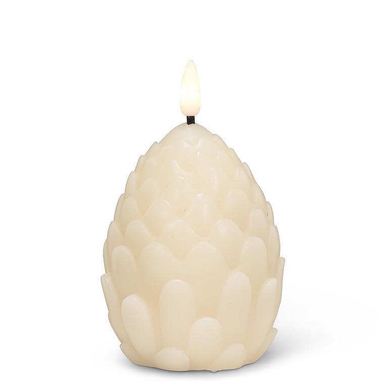 Ivory Pinecone LED Candle | Small