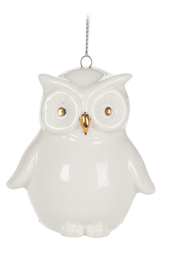 Owl Ornament | White & Gold