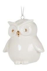 Owl Ornament | White & Gold