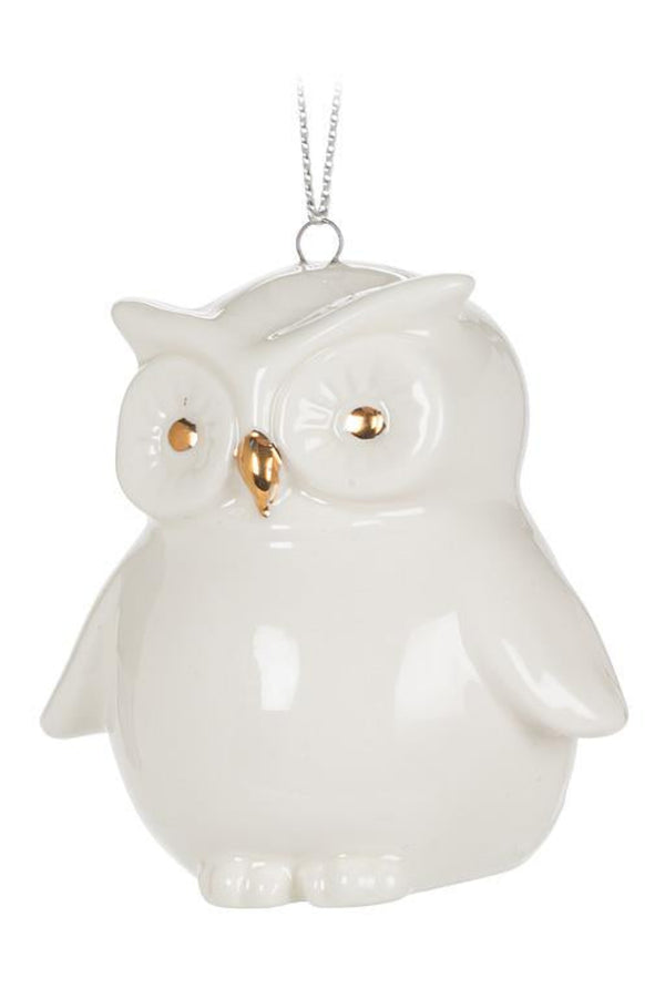 Owl Ornament | White & Gold