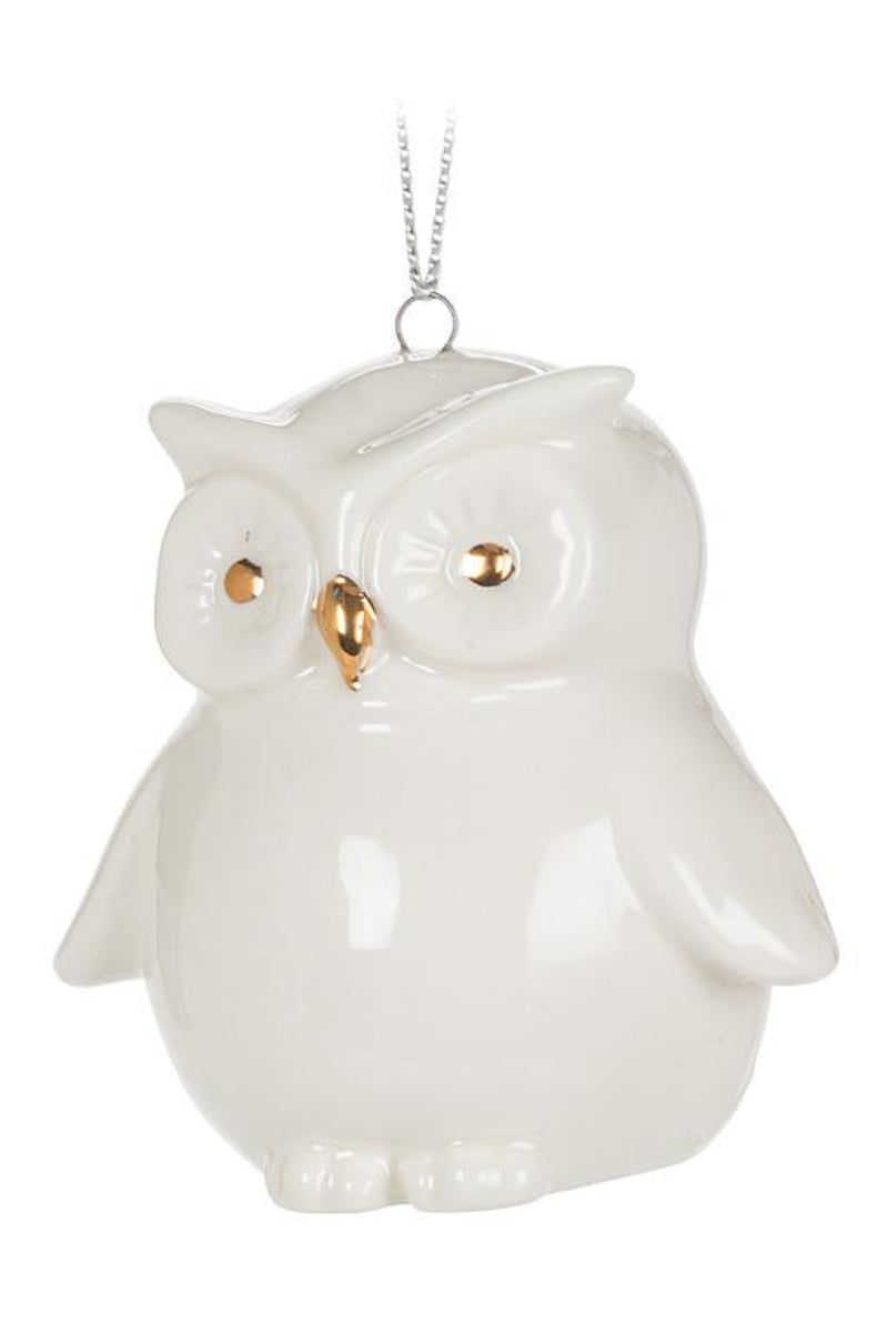 Owl Ornament | White & Gold