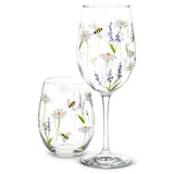 Lavender & Bees Stemless Wine Glass
