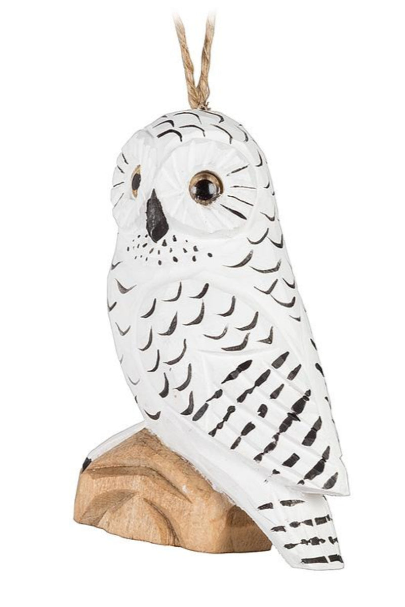 Carved Snowy Owl Ornament