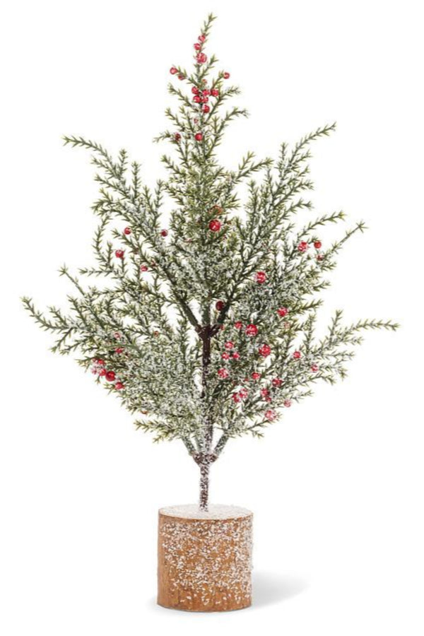 Snowy Pine Tree With Berries