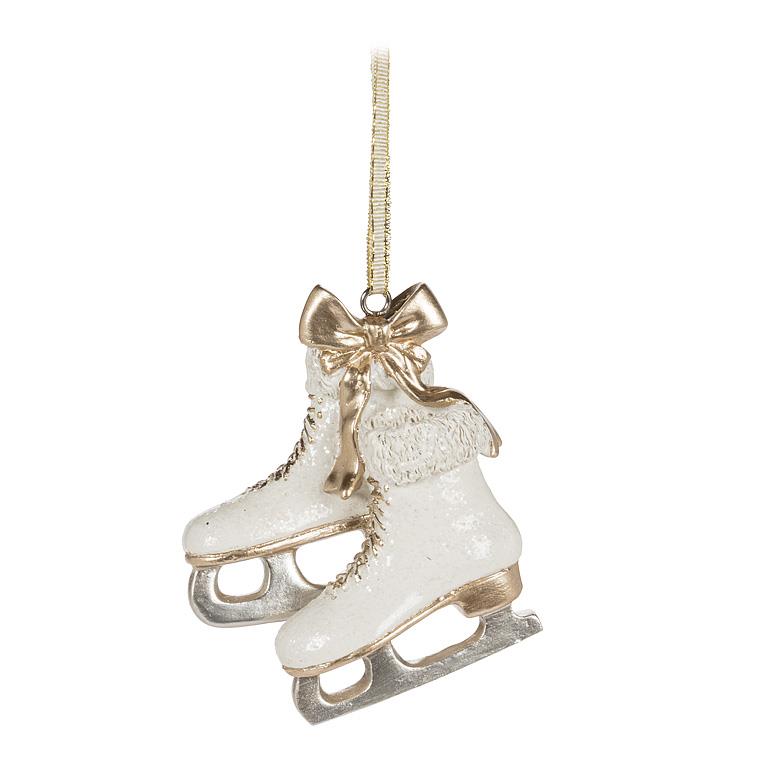 Figure Skates Ornament | White & Gold