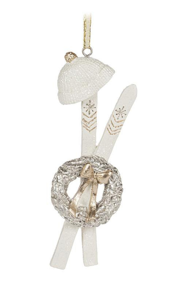 Ski Gear Ornament | White & Gold