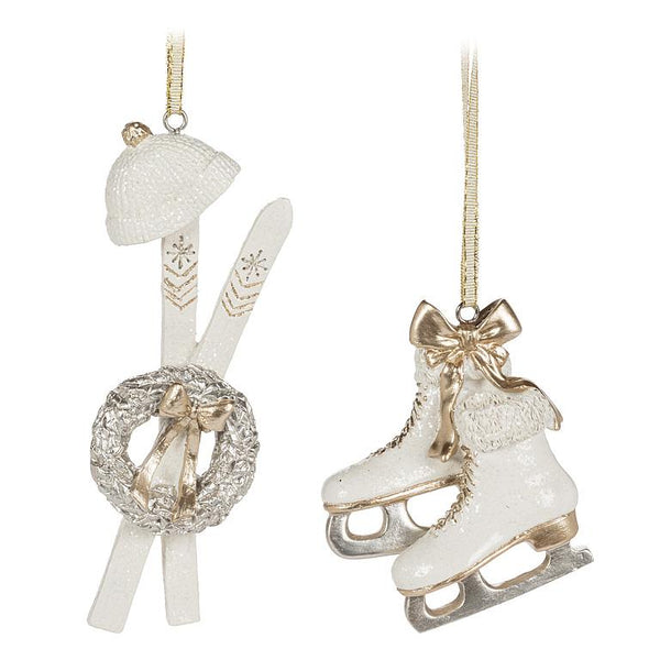 Figure Skates Ornament | White & Gold