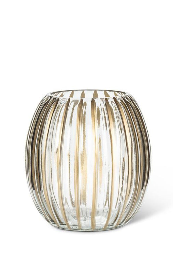 Ribbed Candle Holder | Gold Stripe