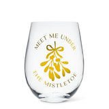 Mistletoe Stemless Wine Glass | Gold