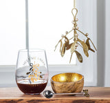 Mistletoe Stemless Wine Glass | Gold