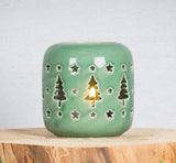 Tree & Star Cutout Tealight Holder | Green