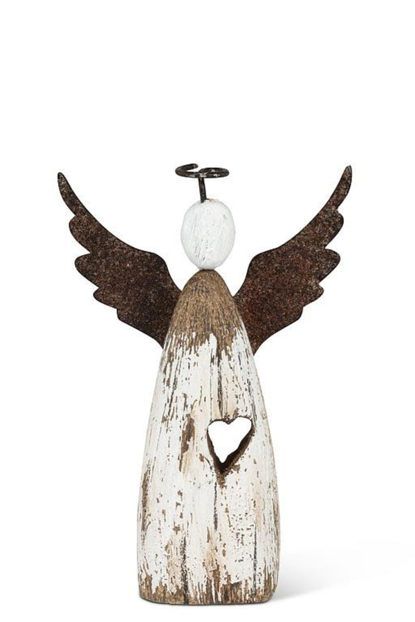 Decorative angel figurine with wings and a heart-shaped design on a white background