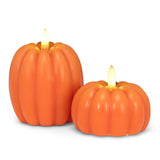 Medium Tall Pumpkin LED Candle | Orange
