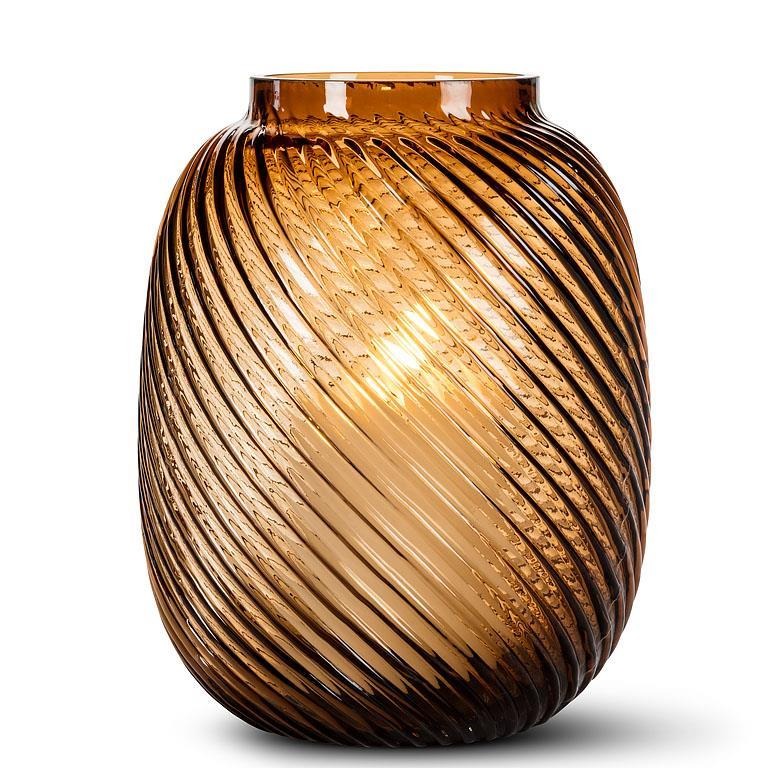 Brown Swirl Barrel Vase | Medium