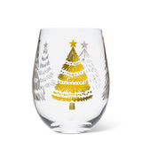 Holiday Trees Stemless Wine Glass | Gold