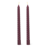 Set of 2 Purple Spiral Taper Candles | 9.5"