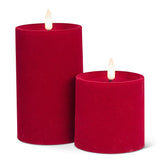 Burgundy Velvet LED Pillar Candle | 3x3