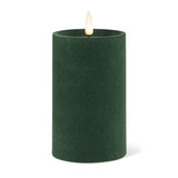 Dark Green Velvet LED Pillar Candle | 3x5