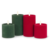 Dark Green Velvet LED Pillar Candle | 3x5