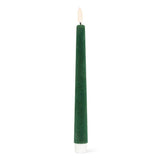 Dark Green Velvet LED Taper Candle | Set of 2