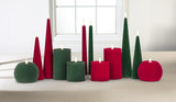 Dark Green Velvet LED Taper Candle | Set of 2