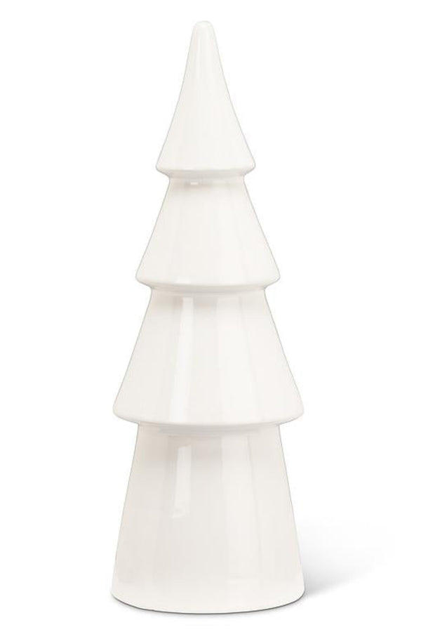 White ceramic Christmas tree on a white background