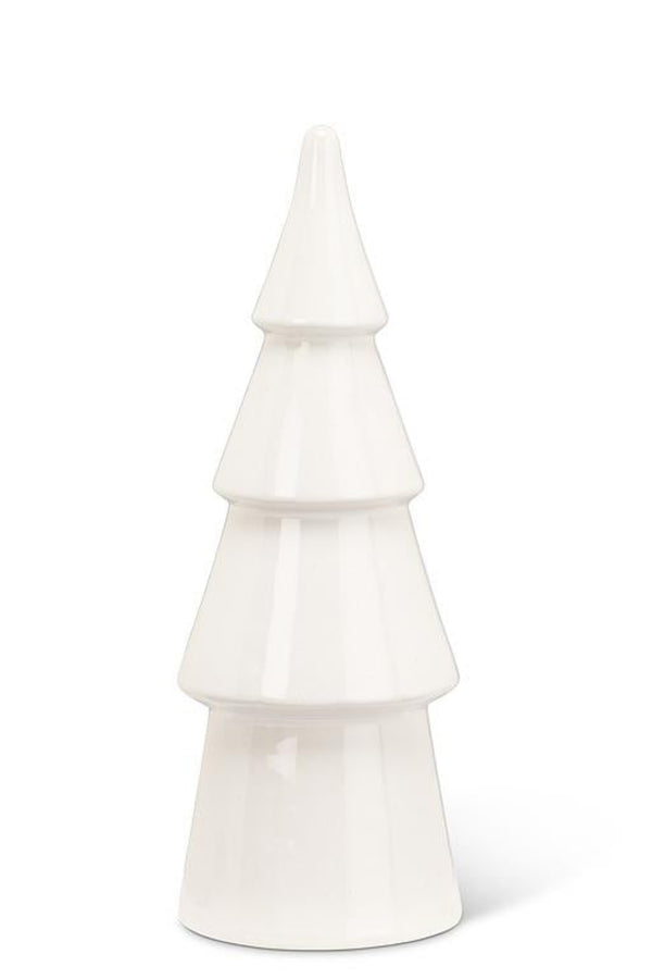 White ceramic Christmas tree on a white background