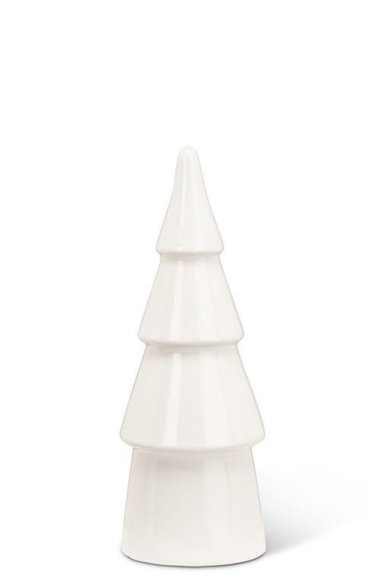 White ceramic Christmas tree on a white background