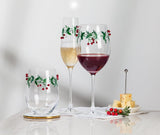 Holly & Berries Wine Glass