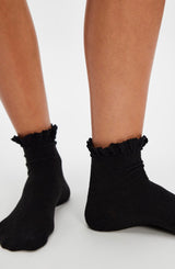 Beloved Waffle Knit Ankle Sock | Black