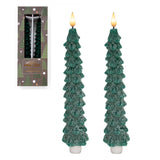 Set of 2 Tree Taper Candles | Dark Green