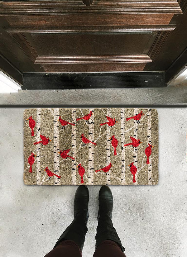 Cardinals & Birches Doormat