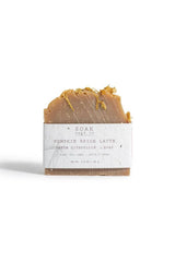 Bar of soap with a label on a white background