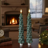 Set of 2 Tree Taper Candles | Dark Green