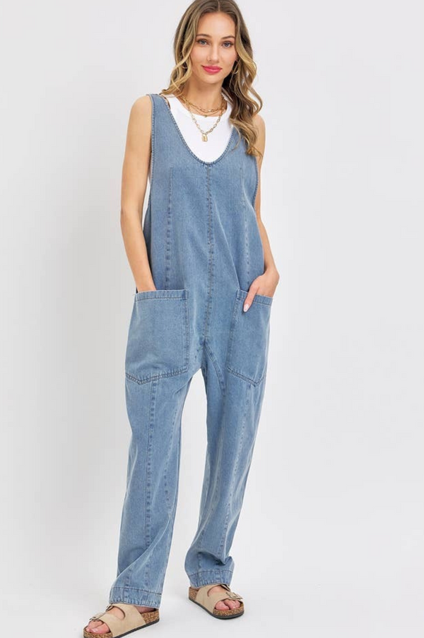 One-And-Done Jumpsuit | Washed Denim