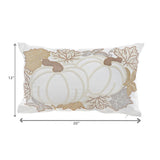 Embroidered Pumpkin Pillow | White & Beige
