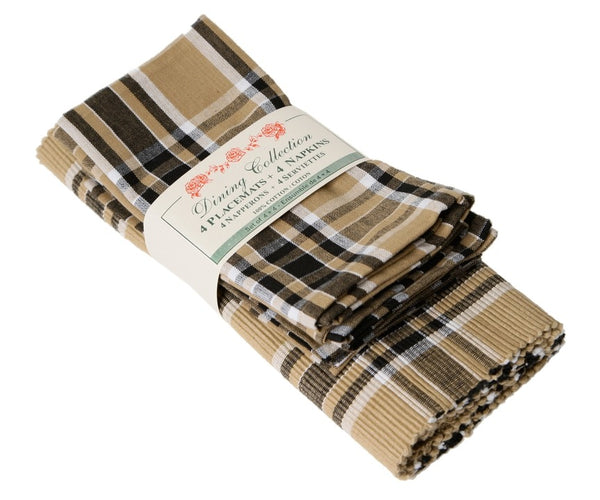 Placemat & Napkin Set | Black Plaid